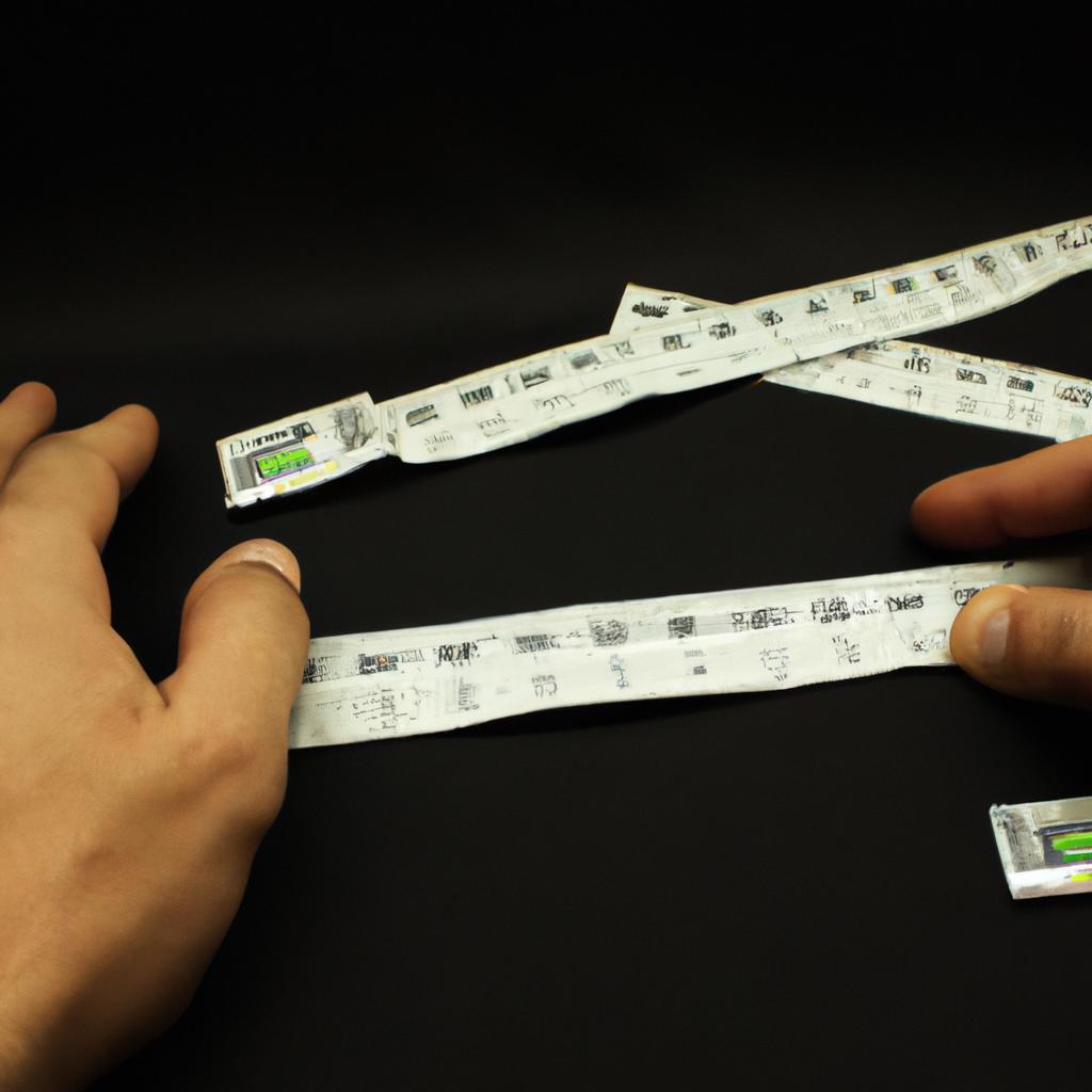 Person measuring different sized products